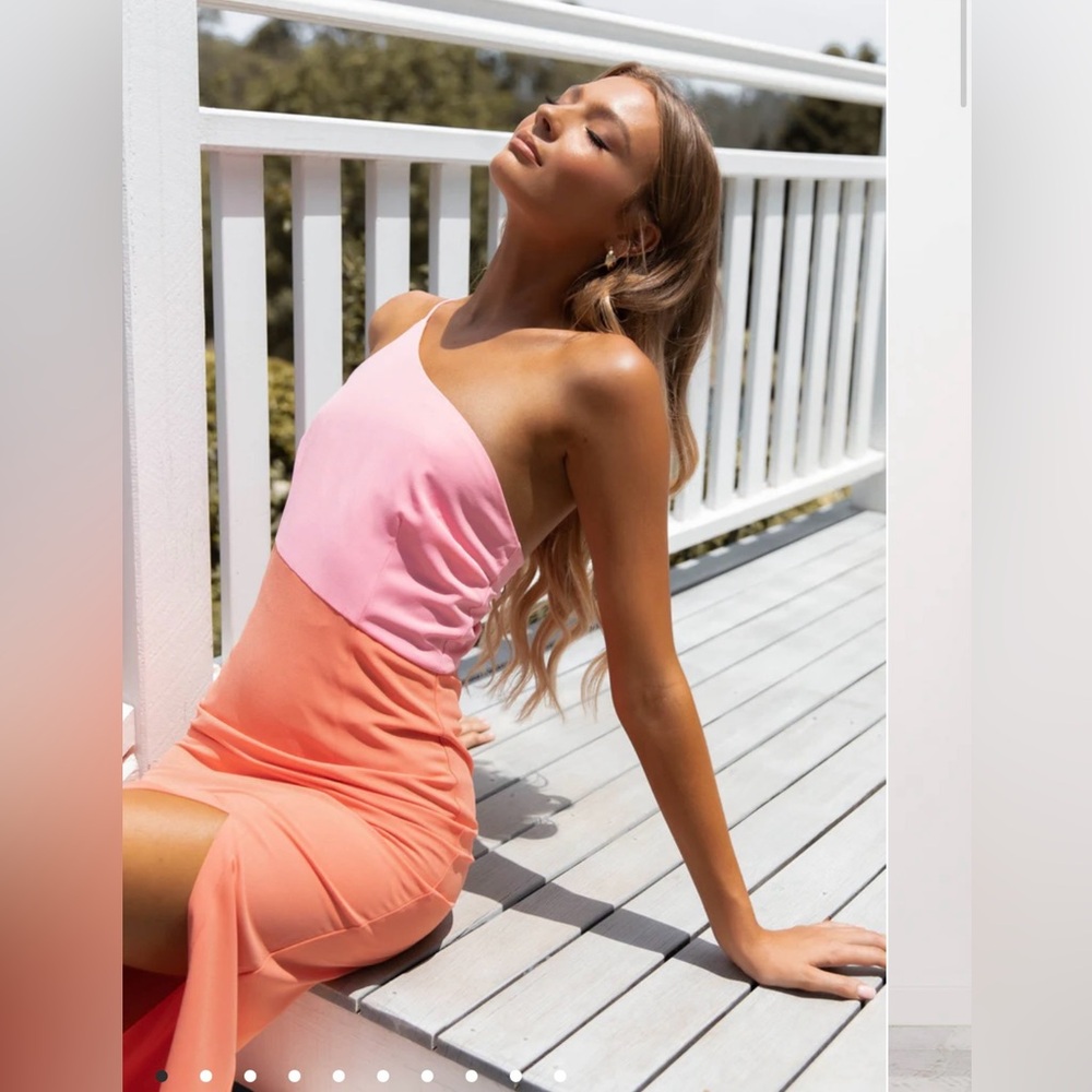 One-Shoulder Pink and Orange Dress Xiamara dress - Picture 2 of 12